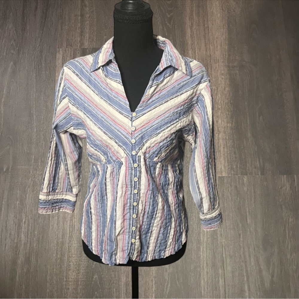 Angelina Striped Button Front Blouse Size‎ S